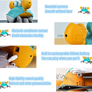 خرچنگ موزیکال شارژی سنسوردار آبی electric induction cute crab blue -اسباب بازی